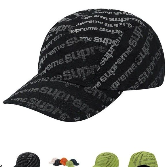 Supreme Radial Camp Cap Hat Black White Spell Out All Over Graphic Print SS20 - Picture 1 of 11